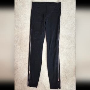 Athleta Black Leggings with Zipper Leg Detail. Sz Med